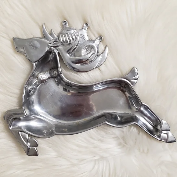 Vintage Lenox Yuletide Metal Reindeer Servewear Tray - Picture 2 of 12
